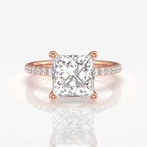 แหวนทองคำ 18K ประดับเพชรโมอิสซาไนต์ทรงปรินเซสคัท ดีไซน์หรูหรา - Product Image 6