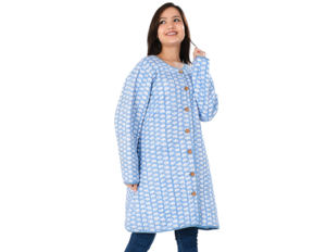 Manteau d'hiver court réversible pour femmes matelassé à la main veste en coton avec bloc à la main imprimé fleuri avec boutons plus proches pour les femmes - Product Image 1