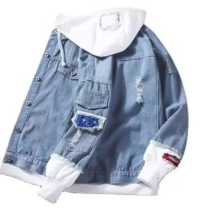 Hooded Street Casual Hip Hop Bomber Washed Cotton Outerwear Retro Men's Denim Coat Hoodies Jeans Jacket For Men Summer - Product Image 1