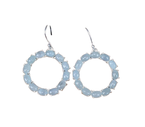 Joyería de piedras preciosas de Aguamarina para mujer, pendientes de estilo bohemio de plata, joyería de plata de ley 925, pendientes hechos a mano de tendencia, regalo - Product Image 1