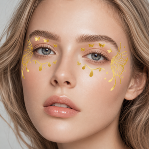 <span class=keywords><strong>Tatuaggio</strong></span> Temporaneo Occhio <span class=keywords><strong>Farfalla</strong></span> in Lamina d'Oro - 10 Design Metallici, Adesivo Viso Impermeabile per Festival e Rave, Patch Trucco Occhi - Product Image 5