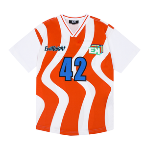 Logo personnalisé rayé lettre football américain maillot respirant coupe ample t-shirts avec option grande taille - Product Image 3