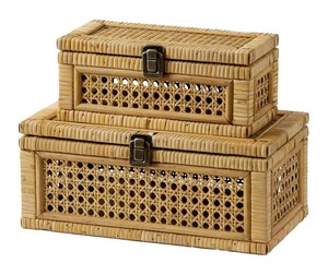 Juego de 2 Cajas de Almacenamiento Rectangulares de Mimbre, Caja de Almacenamiento Hecha a Mano, Ecológica, Natural, Decoración del Hogar, Venta al por Mayor desde Vietnam - Product Image 1