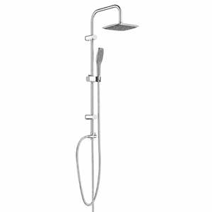 Colonne de douche carrée chromée 25x20 cm avec mitigeur, ensemble de quincaillerie de bain avec douchette à jet unique, tige réglable et pommeau de douche carré 20 cm - Product Image 1