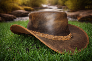 Leather Cowboy <b>Hat</b> With Braided Rope <b>Band</b> Wide Brim Unisex Outdoor Casual Spring Autumn Adult 56-58CM - Product Image 3