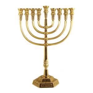 Menorá de Navidad de Primera Calidad, Judaica de Israel, Candelabro de Latón Vintage, Diseño Nórdico, Hecho a Mano, Logotipo Personalizado, Religioso - Product Image 3