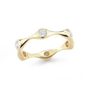 Anillo de Compromiso y Boda de Plata de Ley Chapado en Oro con Circonita Cúbica, Engaste de Bisel, Joyería para Fiestas - Venta al por Mayor - Product Image 1