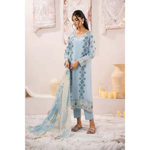 Ensemble de costume brodé 3 pièces pour femme IZNIK avec dupatta et pantalon imprimés Monark - BIC-3739 - Product Image 3
