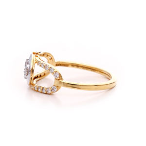 Anillo de Compromiso de Oro Sólido de Lujo con Diseño Ovalado de Rayos de Sol, Anillo de Dos Tonos con Incrustaciones para Boda y Fiesta - Product Image 5