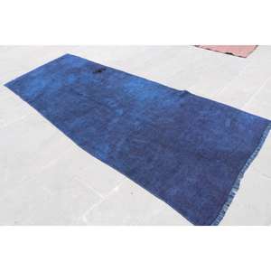 Alfombra Turca, Alfombra de Pasillo de 3.8x10.6 pies, Alfombra con Diseño a Cuadros Azules - Product Image 3