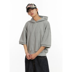 Sweat à capuche 100% coton de haute qualité pour hommes, sweat-shirt uni unisexe avec logo personnalisé pour l'été avec impression numérique - Product Image 1