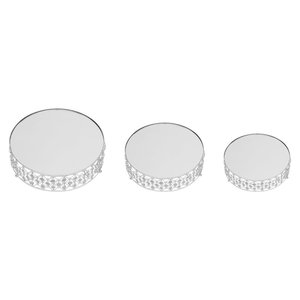 Nouveau plateau à gâteau en métal ensemble de 3 pièces support à gâteau rond support à gâteau décoratif de Style gemme en métal rond - Product Image 4