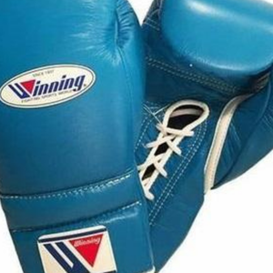 ถุงมือชกมวยแบบผูกเชือก ระดับมืออาชีพ สีฟ้า ทำจากหนังแท้ สำหรับฝึกซ้อมและต่อสู้ ผลิตด้วยมือ อุปกรณ์ต่อสู้ - Product Image 2