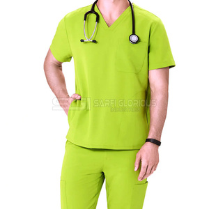 Tenue de travail tendance, uniforme d'hôpital élégant pour hommes, ensemble de blouses d'infirmière, blouse d'hôpital à manches courtes, tissu respirant à séchage rapide, blouses médicales - Product Image 3