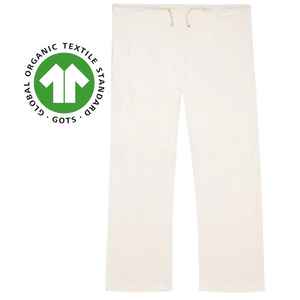 Pantalon de détente en coton biologique pour femmes 5.4 oz Jersey Coupe décontractée Cordon de serrage ajustable Taille droite Conception de jambe naturelle Undyed - Product Image 3