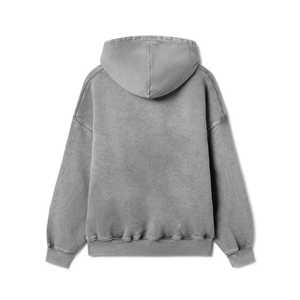 High Quality Winter Acid Wash Distressed Embroidered 100% Cotton Fleece <b>Fabric</b> Eco-Friendly Custom Logo Men's Pullover Hoodies - Product Image 2