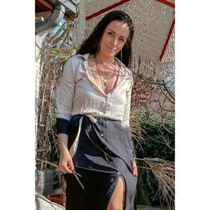 Vestido Largo de Dos Tonos con Botones para Mujer, Manga Corta, Cuello en V, Cintura Natural, Casual, Elegante, Ecológico, Lavable, Estampado Floral - Product Image 2