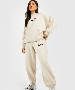 Pull à logo brodé imprimé personnalisé pour femmes Jogging survêtement solide à capuche pantalon de survêtement à capuche ensemble grande taille poids lourd - Product Image 3