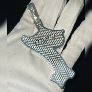 Pendentif Hip Hop personnalisé en argent sterling 925 plaqué rhodium, serti de moissanite blanche VVS, collier numéro pour soirée - Product Image 5