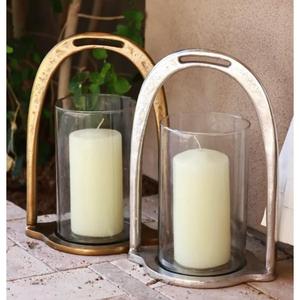 Suministros de decoración para fiestas y eventos 2025, soporte para tarro de vela con estribo de caballo, portavelas con estribo negro de estilo ecuestre decorativo S/2 - Product Image 3