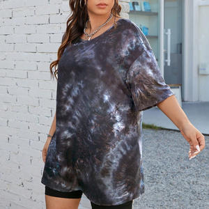 เสื้อมัดย้อมสำหรับผู้หญิงเสื้อวินเทจผ้าฝ้ายระบายอากาศได้มีกระดุมพิมพ์โลโก้สำหรับใส่ฤดูร้อน - Product Image 3