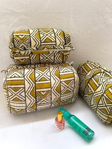 Étui en coton écologique résistant à l'eau avec fermeture éclair, imprimé Bagru, matelassé, vintage, pochettes de voyage grande capacité, rangement pour maquillage - Product Image 5