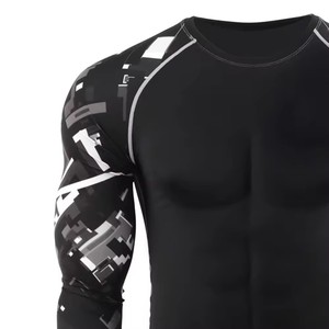 2024 hombres de manga larga suelta ajuste Rash Guard logotipo personalizado Pakistán hecho ropa de gimnasio para jóvenes tela de nailon impresión sublimada lisa - Product Image 4