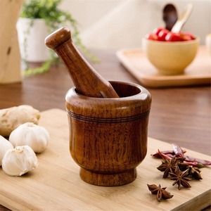 Wood Mortar & Pestle <b>Set</b> Small Wooden Grinding Bowls Top Selling Cheap Price Mortar <b>and</b> Pestle Kitchen Tools - Product Image 3