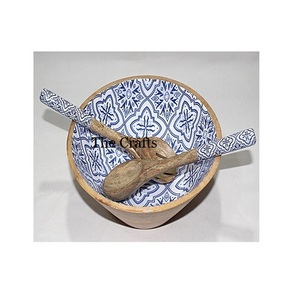 ชามไม้สำหรับเสิร์ฟอาหารพร้อมช้อน สำหรับใช้ในบ้าน โรงแรม และร้านอาหาร เหมาะสำหรับเสิร์ฟขนมและผลไม้ - Product Image 4