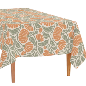 Indian Block Print Cotton <b>Tablecloth</b> with Woven Napkins Set Floral Leaf Pattern Farmhouse Tables Bulk OEM - Product Image 1