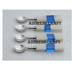 Juegos de cucharas con mango de resina de acero inoxidable de estilo vintage de fabricante indio, juegos de cucharas de cóctel, juego de vajilla de alta calidad - Product Image 4