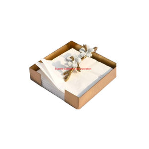 Élégant porte-serviettes en blé doré, boîte à mouchoirs en acier inoxydable et laiton en métal de luxe pour accessoire de décoration intérieure fait à la main - Product Image 3