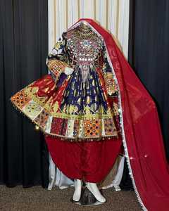 Vestidos Afganos de Diseño Personalizado para Mujer 2024, Nuevo Estilo Afgano Kuchi para Fiestas, Transpirable, con Bordado Pesado, Encaje, Cremalleras, Corte Midi en A - Product Image 3