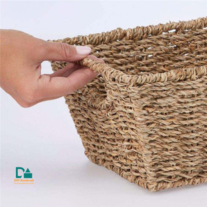 Panier en jonc de mer tissé de haute qualité et durable avec poignée pour la salle de bain, la garde-robe et le rangement du salon - Product Image 2