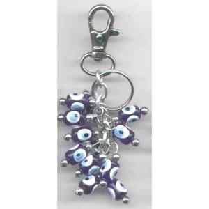 Grape Style Evil Eyes Porte-clés en plastique Porte-clés en verre 9x3 cm avec Good Vibe - Product Image 1