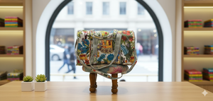 Sac de voyage week-end en coton indien fait main, multi-imprimés élégants, grande capacité, durable, écologique, de luxe, décontracté et tactique - Product Image 3