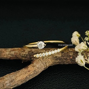 Bague enroulée ouverte en or massif 14 carats avec diamant cultivé en laboratoire. - Product Image 2