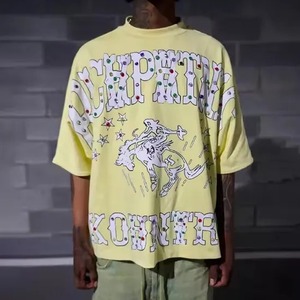 Vente en gros de t-shirts grande taille pour hommes 250GSM sérigraphie en coton épais Streetwear T-shirt court pour garçons - Product Image 1