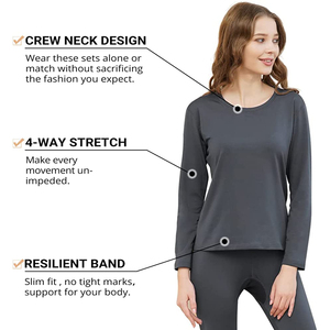 ชุดลองจอนสำหรับผู้หญิงชุดเสื้อผ้า2ชิ้นสำหรับฤดูหนาวแบบยืดหยุ่นไร้รอยต่ออบอุ่นระบายอากาศคอโพลีเอสเตอร์ปรับแต่งได้ - Product Image 4