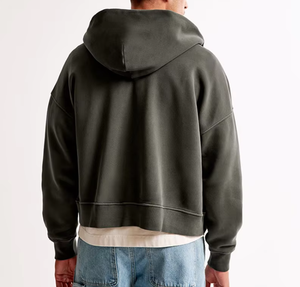 Custom High Quality Streetwear Blank Heavyweight Oversized French Terry Cotton Fleece Men <b>Cropped</b> Boxy <b>Zip</b> <b>up</b> <b>hoodies</b> 2026 - Product Image 6