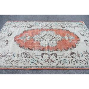 Grand tapis turc vintage 5,7x9 pieds, tapis persan brun en laine - Product Image 3