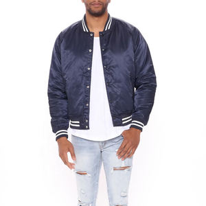 Veste bomber en satin de couleur bordeaux maron 100% polyester avec logo/étiquette personnalisé en gros pour homme - Product Image 1