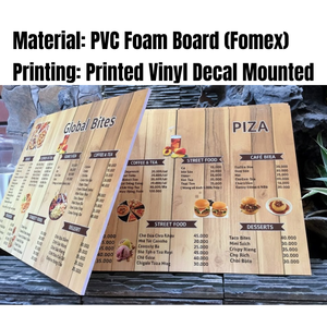 Menu personnalisé imprimé |   Autocollant sur Fomex |   Menu imprimé UV pour les magasins et les restaurants - Product Image 5
