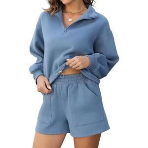 ชุดวอร์มผ้าฝ้าย2ชิ้นสำหรับผู้หญิงชุดวิ่งจ๊อกกิ้งมีฮู้ดชุดวอร์ม2ชิ้นแบบกำหนดเอง - Product Image 4