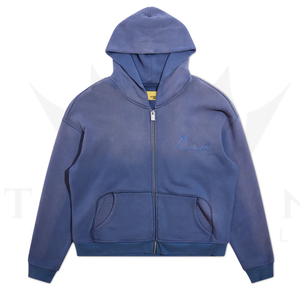 เสื้อฮู้ดดี้ผู้หญิง ผ้าฝ้าย 100% วินเทจ 450 GSM ซิปหน้า ปักโลโก้ สีพื้น คุณภาพสูง กันลม เสื้อสเวตเชิ้ตทรงโอเวอร์ไซส์ - Product Image 3