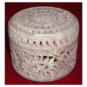 Round Shape Best Quality Soapstone Carving Latest Design Jewelry <b>Storage</b> <b>Boxes</b> for Festival Packaging Purpose Manufacturings - Product Image 1