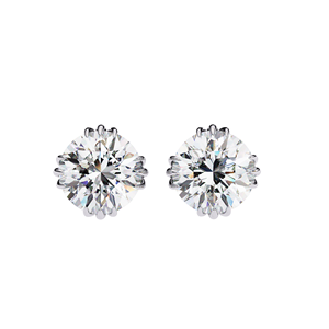 Boucles d'oreilles clous en diamant de laboratoire 3 carats, solitaires de 1,50 carat chacun, en or 10K, 14K, 18K ou argent 925, design couronne florale à griffes, classiques - Product Image 2