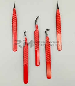 Pinzas RMI rojas de nueva llegada Pinzas de extensión de pestañas sostenibles Pinzas de pestañas de acero inoxidable Logotipo personalizado y embalaje - Product Image 4