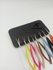Custom Colors Eyelash Eyebrow <b>Makeup</b> <b>Scissors</b> Spring-Loaded Sharp Straight Curved Blades Sustainable Stainless Steel Laser Logo - Product Image 4