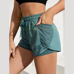 <b>Women</b> Yoga <b>Shorts</b> Gym Training Running Solid Drawstring High Waist Breathable Workout Spandex/Cotton Elastic Waist - Product Image 3